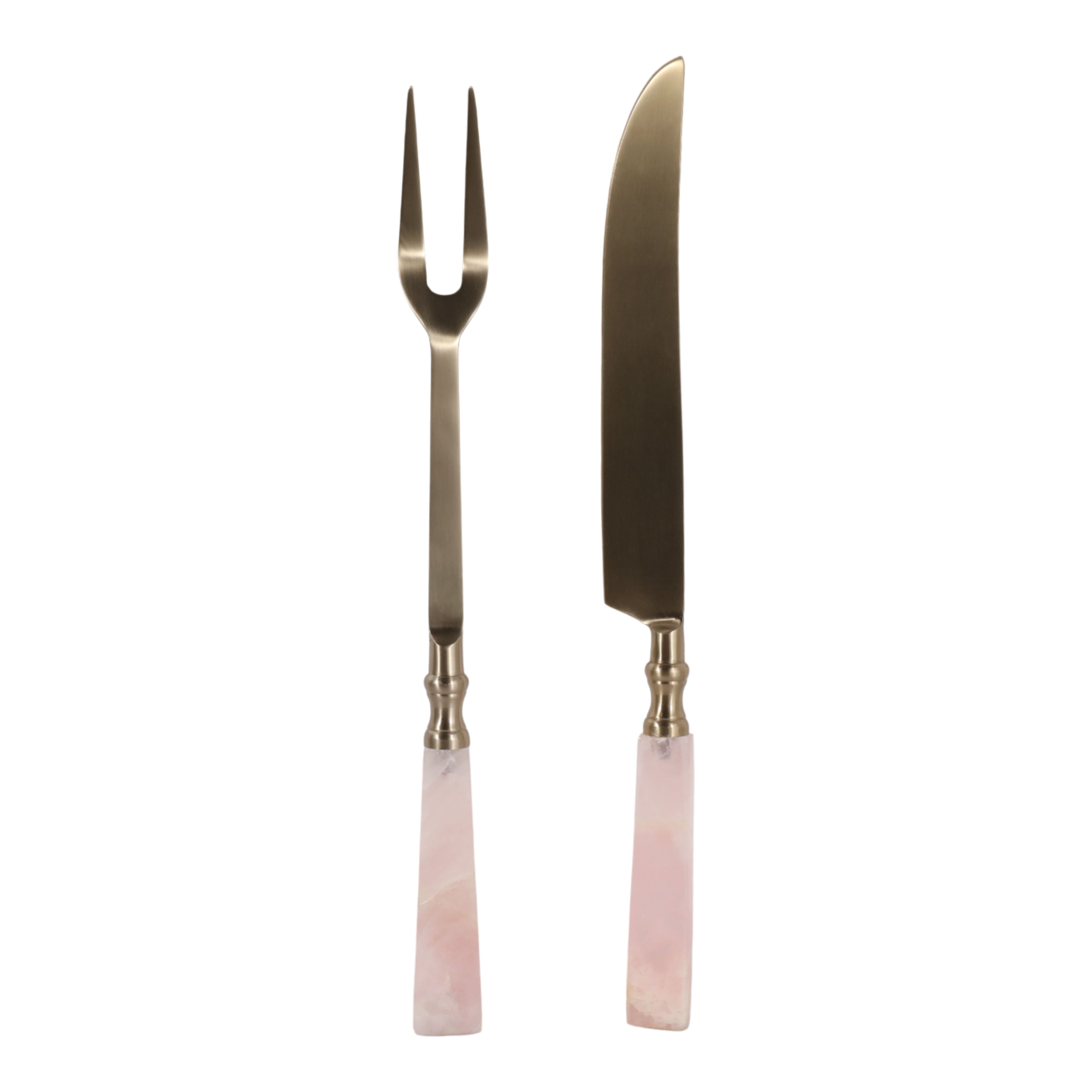 Quartz & Metal Serving Utensil Set | Long Handle Contemporary Serveware for Dining & Entertaining