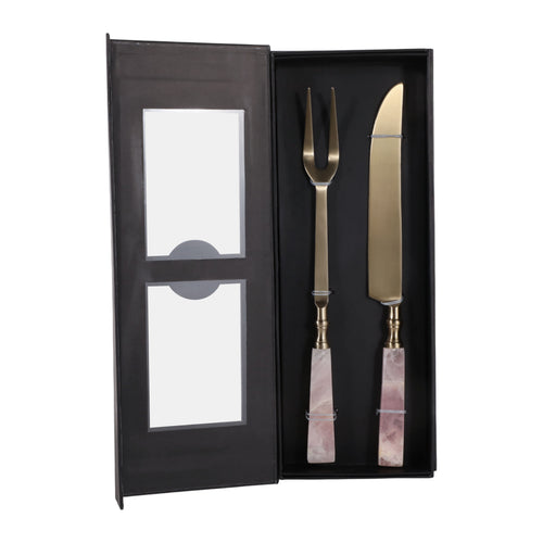 Quartz & Metal Serving Utensil Set | Long Handle Contemporary Serveware for Dining & Entertaining